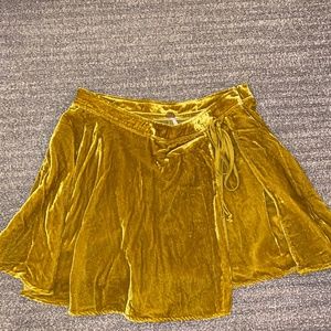 free people yellow velvet wrap skort